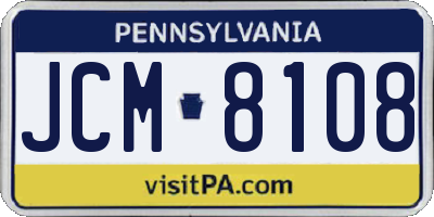 PA license plate JCM8108