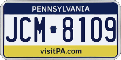 PA license plate JCM8109