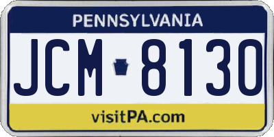 PA license plate JCM8130