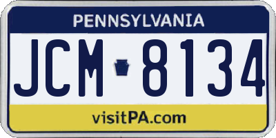 PA license plate JCM8134