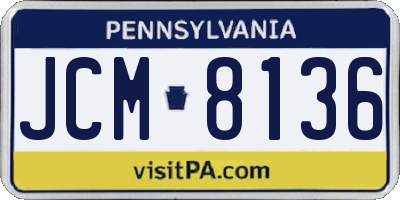 PA license plate JCM8136