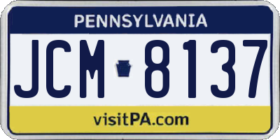PA license plate JCM8137