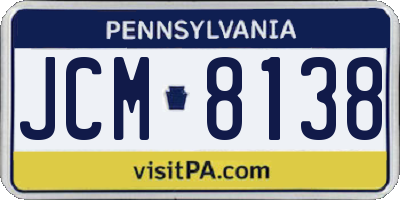 PA license plate JCM8138