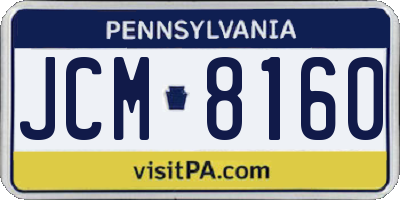 PA license plate JCM8160