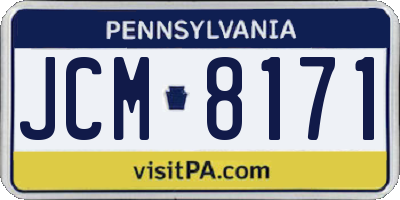 PA license plate JCM8171