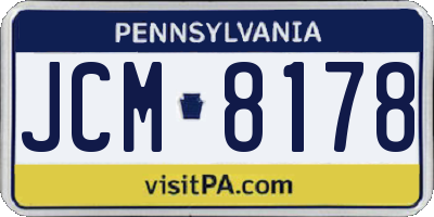 PA license plate JCM8178