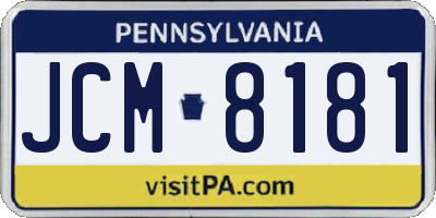 PA license plate JCM8181