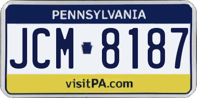 PA license plate JCM8187