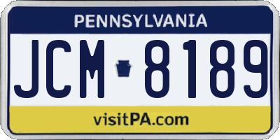 PA license plate JCM8189