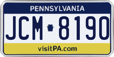 PA license plate JCM8190