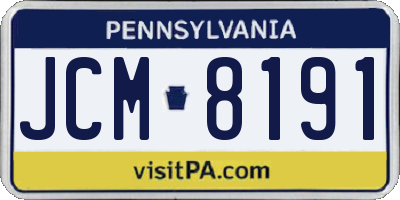 PA license plate JCM8191