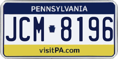 PA license plate JCM8196