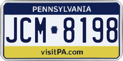 PA license plate JCM8198