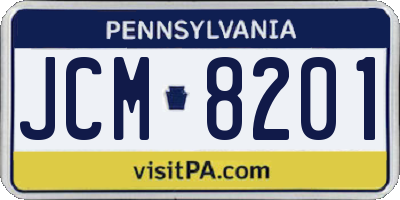 PA license plate JCM8201