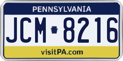 PA license plate JCM8216