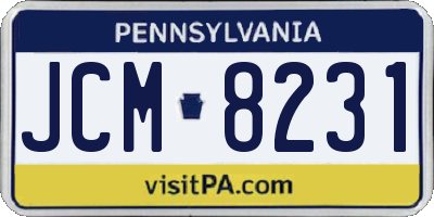 PA license plate JCM8231