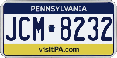 PA license plate JCM8232