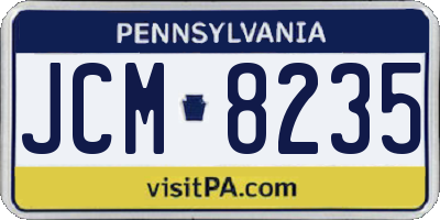 PA license plate JCM8235