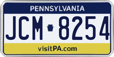 PA license plate JCM8254