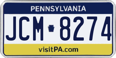 PA license plate JCM8274