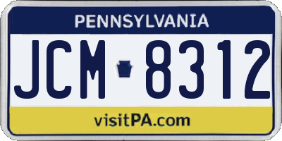 PA license plate JCM8312