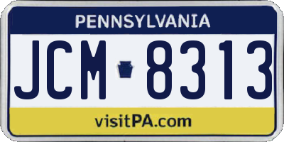 PA license plate JCM8313