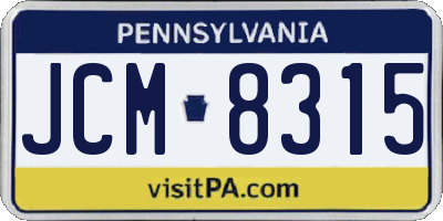 PA license plate JCM8315
