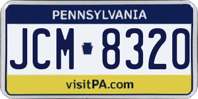 PA license plate JCM8320
