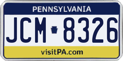 PA license plate JCM8326