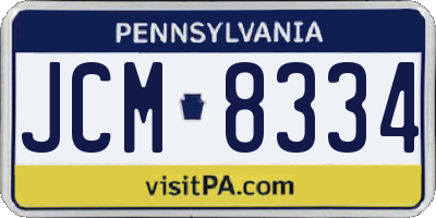 PA license plate JCM8334
