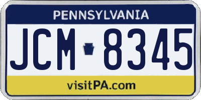 PA license plate JCM8345