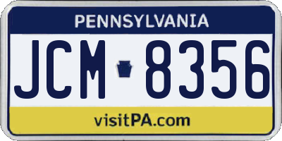 PA license plate JCM8356