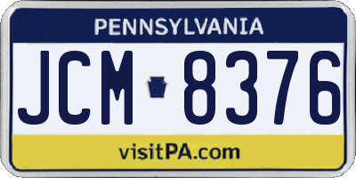 PA license plate JCM8376