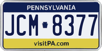 PA license plate JCM8377
