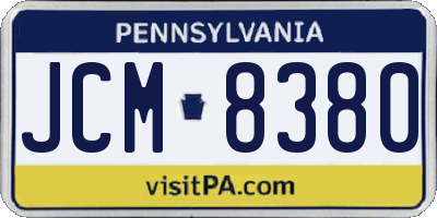 PA license plate JCM8380