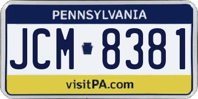 PA license plate JCM8381