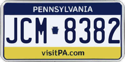 PA license plate JCM8382