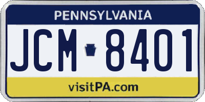 PA license plate JCM8401