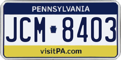 PA license plate JCM8403
