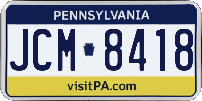 PA license plate JCM8418