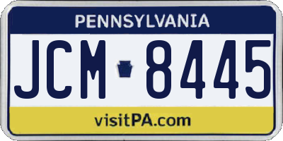 PA license plate JCM8445