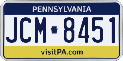 PA license plate JCM8451