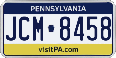 PA license plate JCM8458