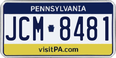 PA license plate JCM8481