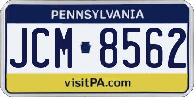 PA license plate JCM8562