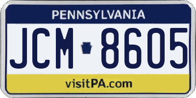 PA license plate JCM8605