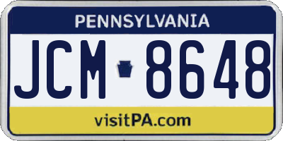 PA license plate JCM8648