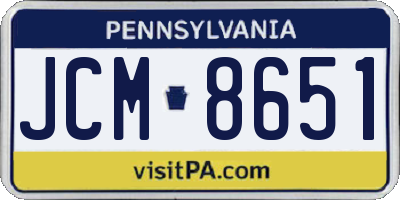 PA license plate JCM8651