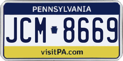 PA license plate JCM8669