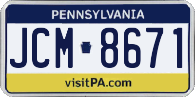 PA license plate JCM8671